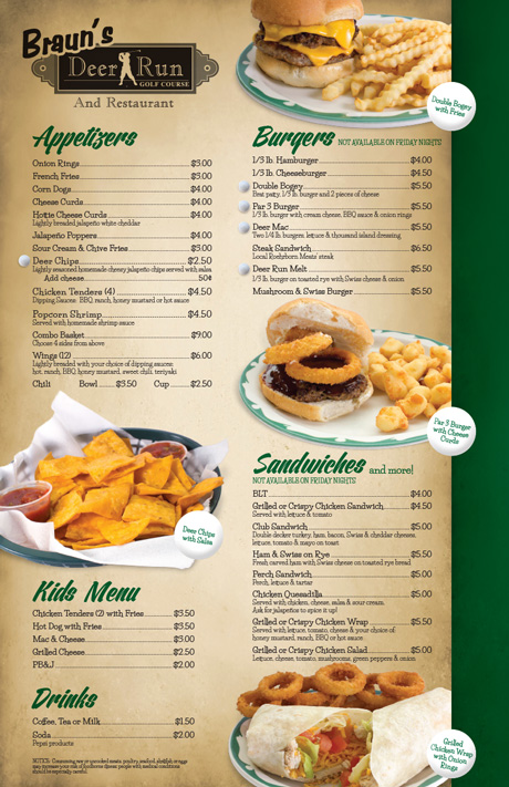 Braun's Deer Run Menu