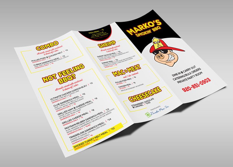 Trifold Menu Polyester Paper