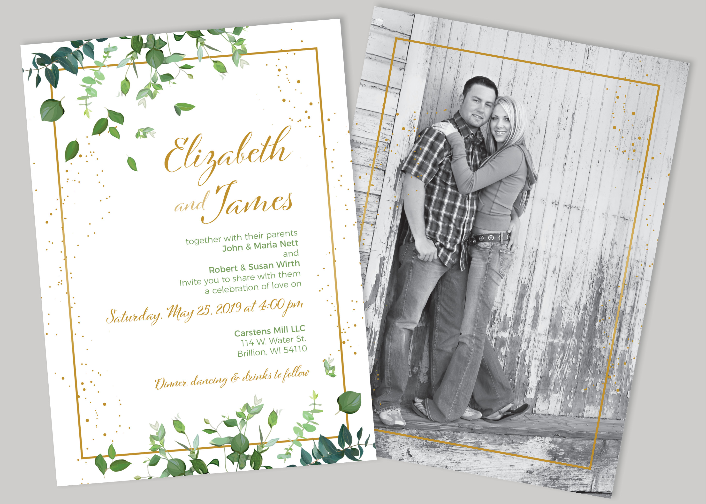 Metallic Gold Wedding Invite