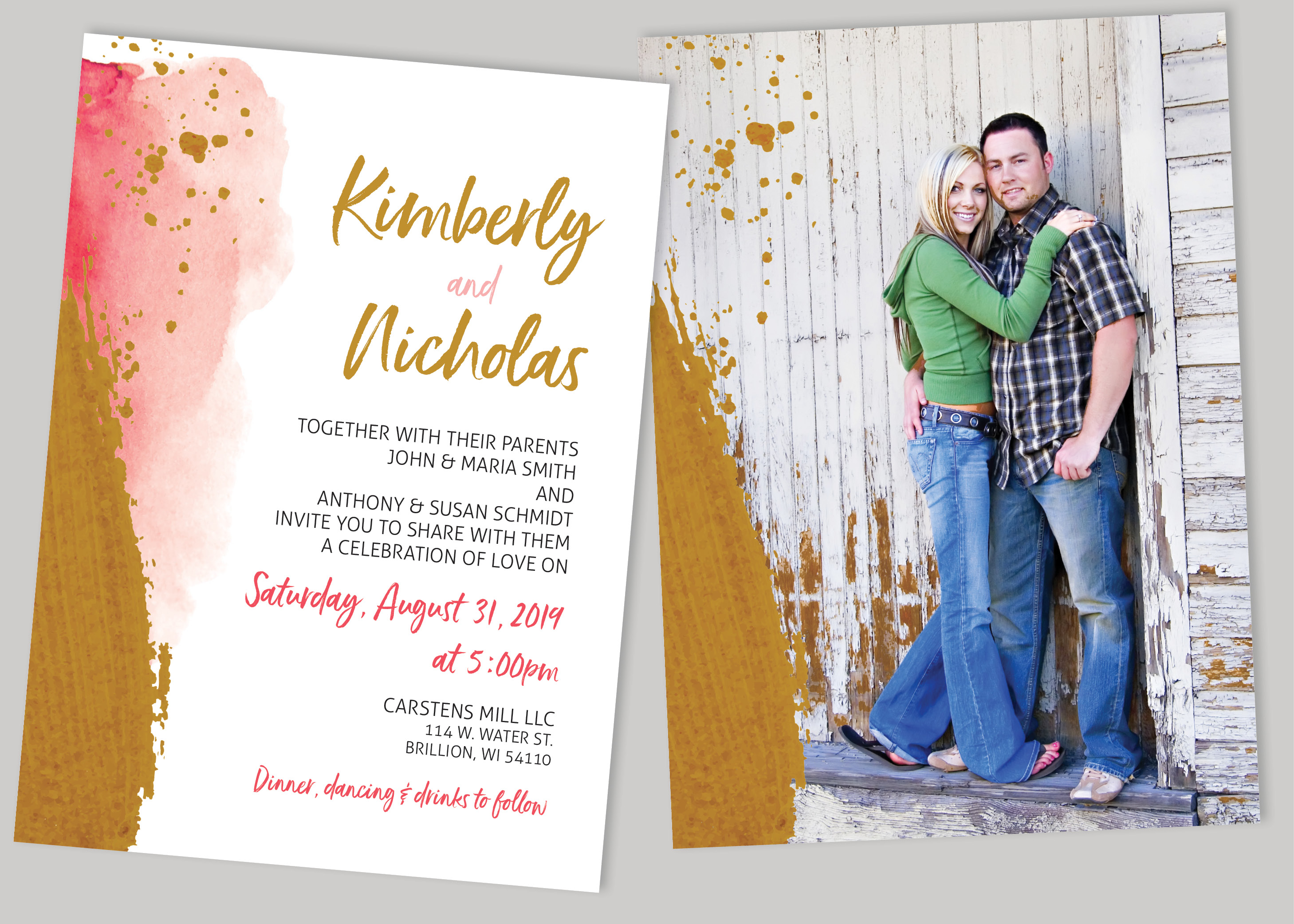 Metallic Gold Wedding Invite