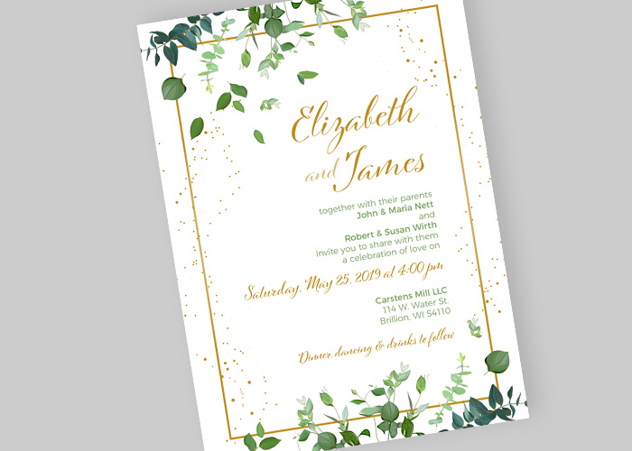 Metallic Gold Wedding Invitation