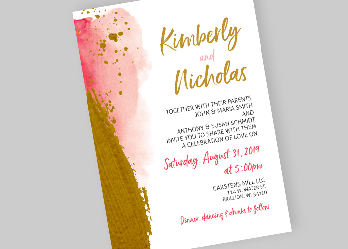 Metallic Gold Wedding Invitation