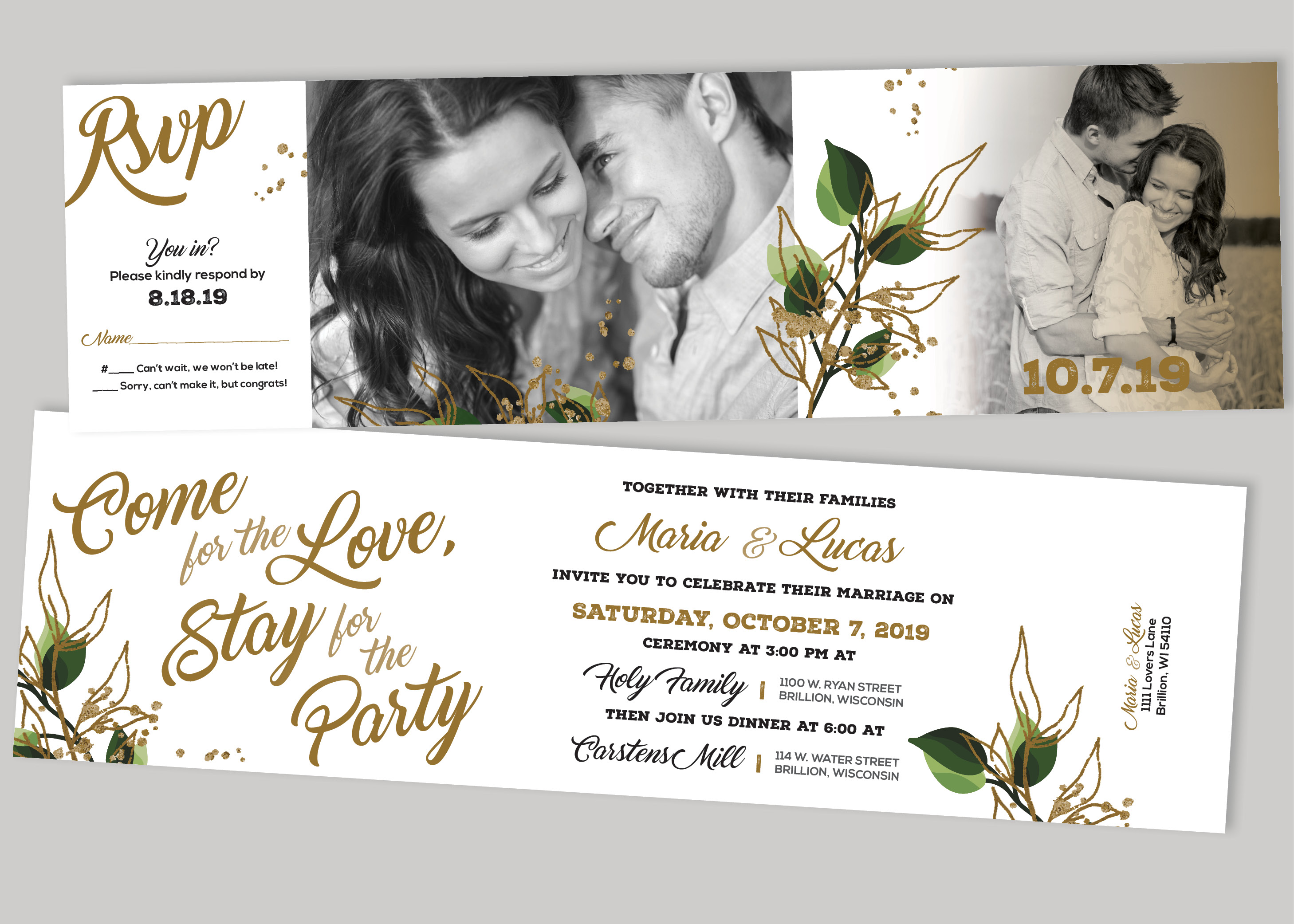 Metallic Gold Wedding Invitation