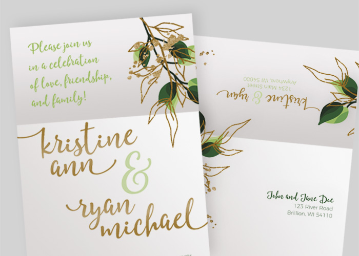 Metallic Gold Wedding Invitation