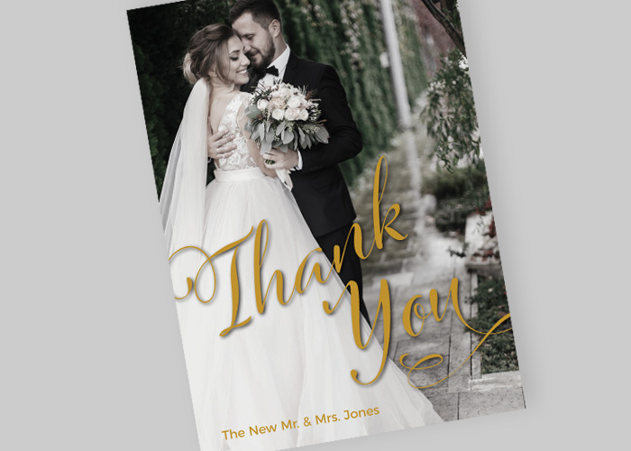 Metallic Gold Thank You Card